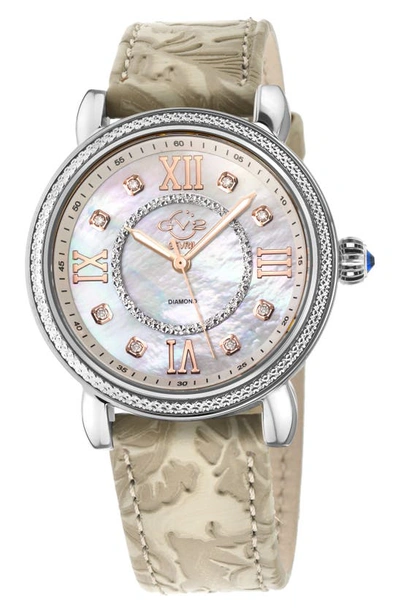 Gv2 Marsala Diamond Dial Leather Strap Watch, 37mm In Beige