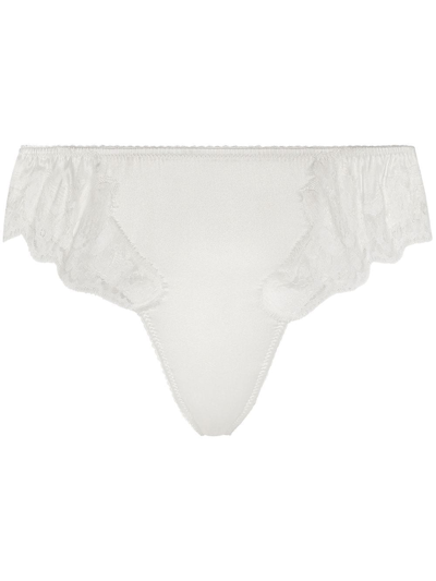 Dolce & Gabbana Ruffle-trimmed Lace Thong In White