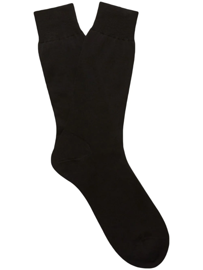 Zegna Fine-knit Cotton Socks In Black