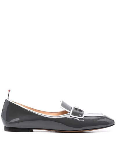 Thom Browne Bow-embellished Trimmed Loafers In Grey
