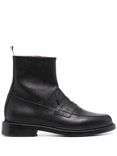 Thom Browne Ankle Leather Boots In Black