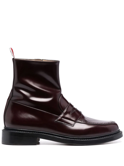 Thom Browne Penny Loafer Ankle Boots In Brown