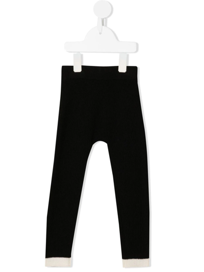 Cashmere In Love Kids' Gia Ribbed-knit Cashmere Leggings In Black
