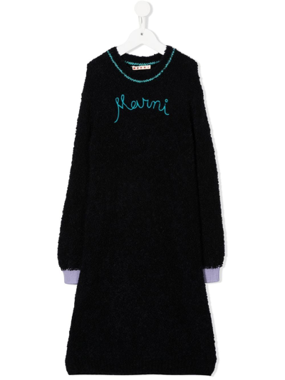 Marni Logo Embroidered Jumper Dress In 0m803