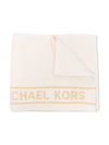 Michael Kors Logo-print Knit Scarf In Neutrals