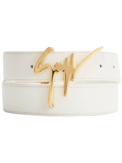 Giuseppe Zanotti Signature-logo Buckle Belt In White Gold