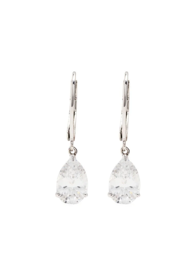 Carat London White-gold Drop Earring In Silver