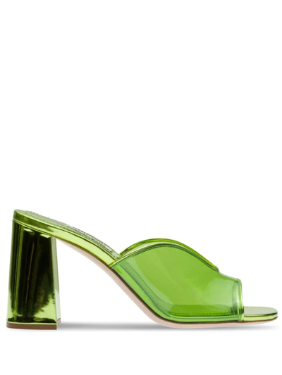 Miu Miu Transparent Leather Mules In Verde