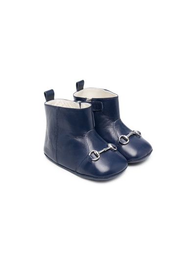 Gucci Babies' Aisha Horsebit-buckle Boots In Blue