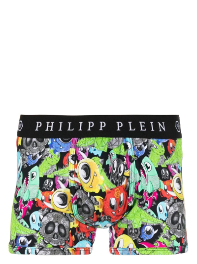 Philipp Plein Monsters Logo-waistband Boxer Briefs In Black