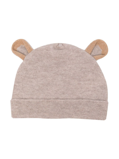 N•peal Babies' Bear Cashmere Hat In Brown
