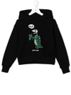 PALM ANGELS EMBROIDERED-DINOSAUR COTTON HOODIE