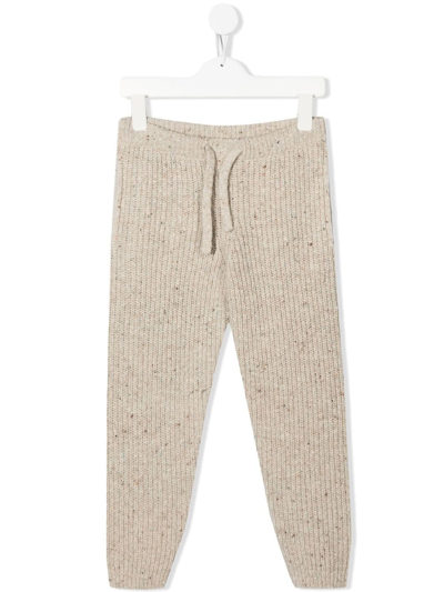 Alanui Kids' Northern Island Knitted Trousers In Neutrals