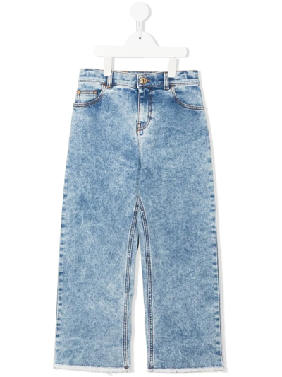 Versace Kids' Wide-leg Denim Jeans In Blue