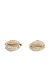 SYDNEY EVAN 14KT YELLOW GOLD COWRIE SHELL DIAMOND STUD EARRINGS