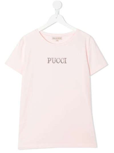 Pucci Junior Kids' Appliqué-logo Short-sleeve T-shirt In Pink