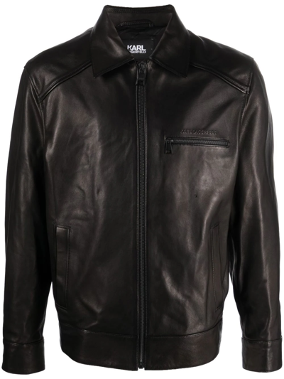 Karl Lagerfeld Zipped Biker Jacket In Black