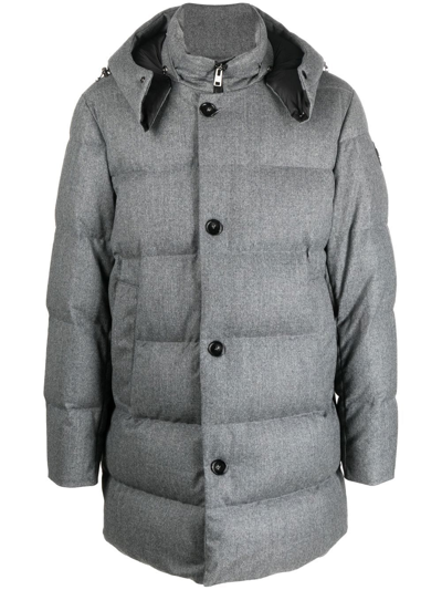 Woolrich Padded Button-down Parka Coat In Grey