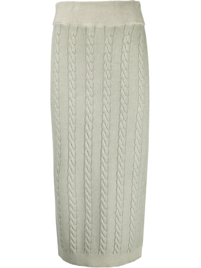 Woolrich Cable-knit Virgin-wool Skirt In Green