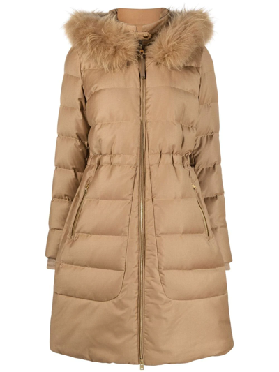 Woolrich Hooded Padded Down Parka In Neutrals