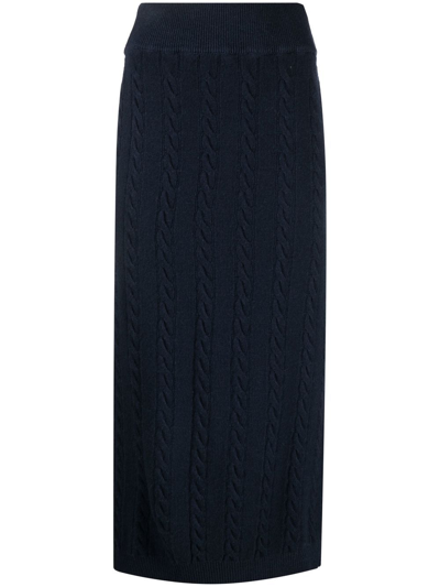 Woolrich Cable Virgin-wool Skirt In Blue