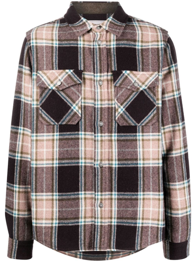 Woolrich Alaskan Overshirt In Recycled Melton Wool In Pink Check