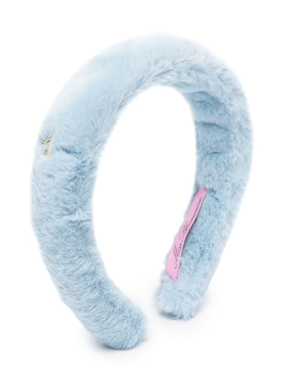 Miss Blumarine Kids' Faux-fur Design Hairband In Blue