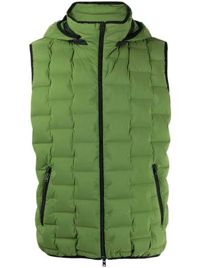 Herno Detachable Hood Padded Gilet In Green