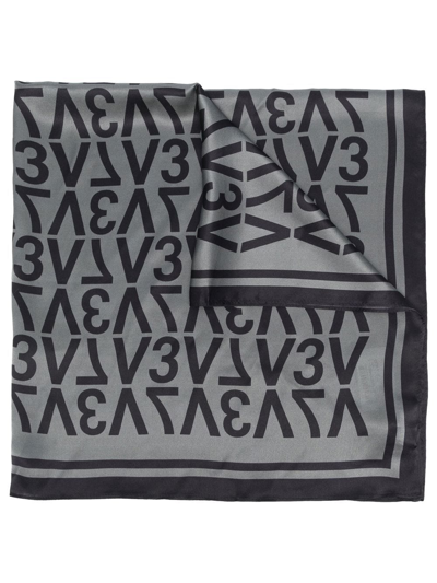 V73 Logo-embroidered Silk Scarf In Grey
