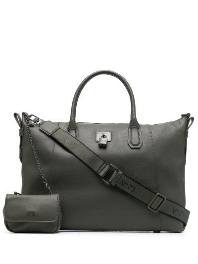 V73 Logo Top-handle Tote In Green