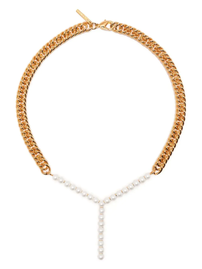 Y/project Chain-link & Pearl Necklace In Gold
