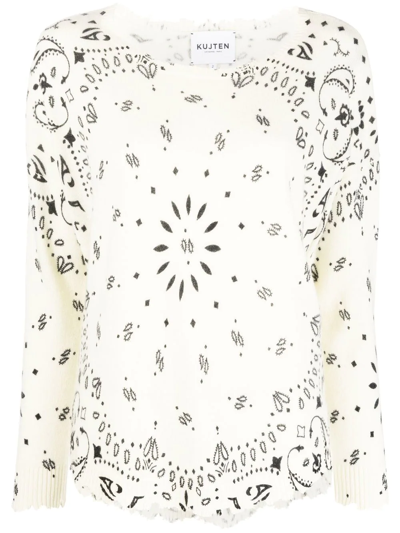 Kujten Graphic-print Cashmere Jumper In White