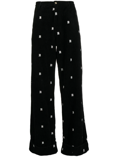 R13 Embroidered Cotton-corduroy Wide-leg Pants In Multi
