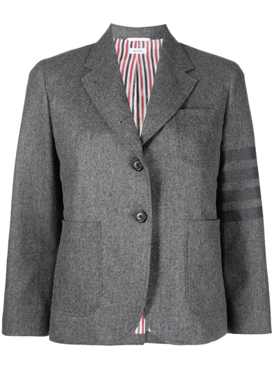 Thom Browne 4-bar Stripe Single-breasted Blazer In Gray