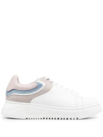 Emporio Armani Embossed-logo Low-top Trainers In White