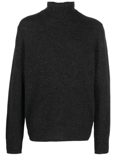 Vince Speckle-knit Roll-neck Jumper In Black