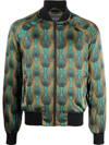 OZWALD BOATENG GEOMETRIC-PRINT SILK BOMBER JACKET