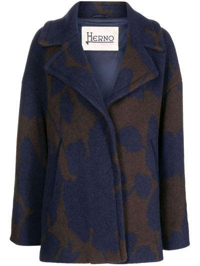 Herno Floral-print Single-breasted Jacket In Blue