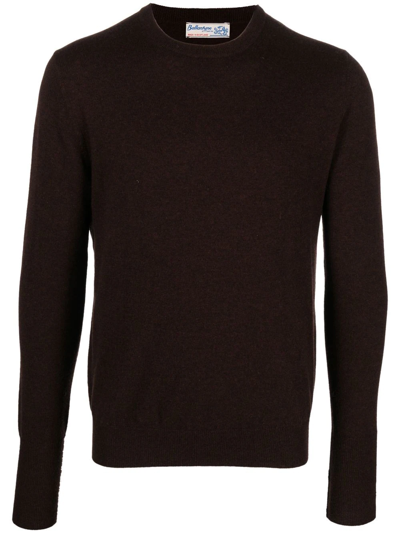Ballantyne Crew Neck Cashmere Jumper In Brown