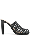 Ferragamo Ellas X5 Caged Leather Heel Mules In Black