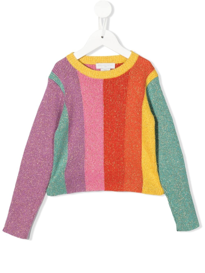 Stella Mccartney Sparkle Stripe-knit Jumper In Green