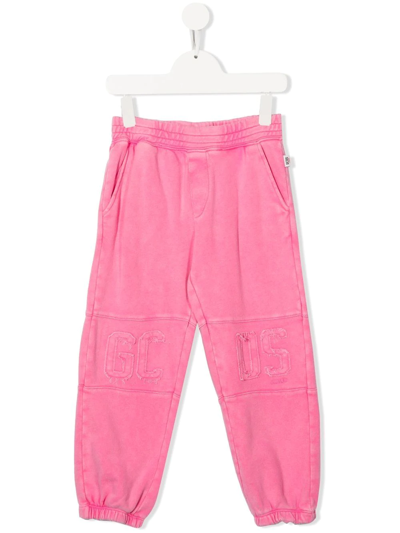Gcds Kids' Tonal Logo-patch Track Trousers In Pink