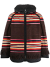 Junya Watanabe Stripe-design Fringed Padded Jacket In Brown