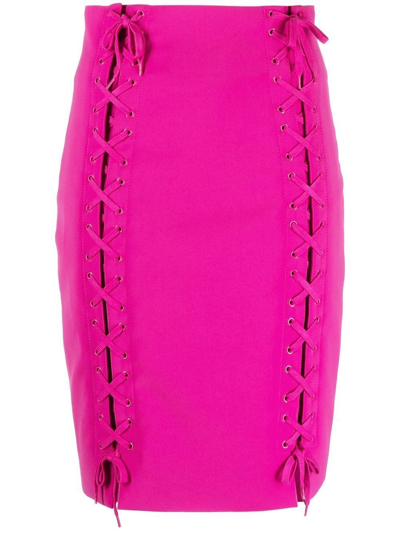 Moschino Tie-fastening Pencil Skirt In Pink
