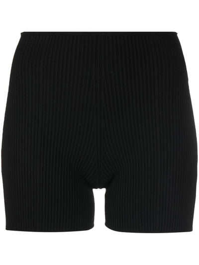 Aeron Rib-knit Cycling Shorts In Black
