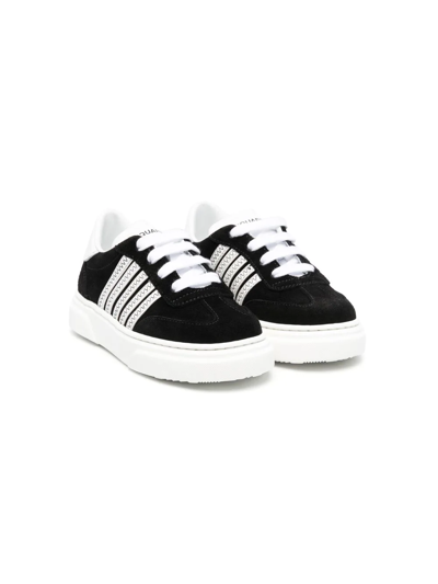 Dsquared2 Kids' Low-top Suede Sneakers In Black