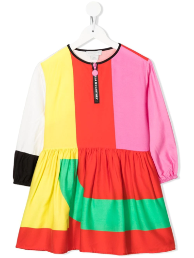 Stella Mccartney Kids' Colour-block Skater Dress In Multicolor