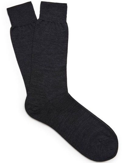 Zegna Ribbed Knee-high Socks In Grey
