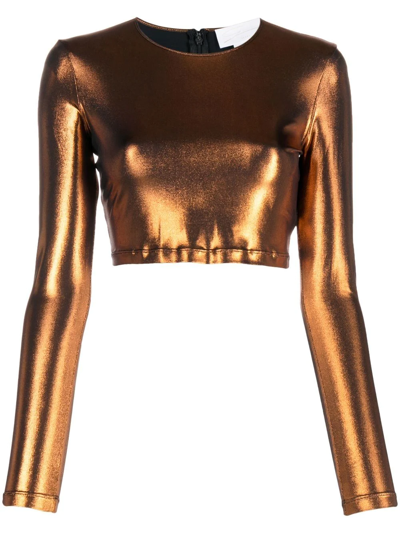 Genny Metallic-effect Cropped Top In Black