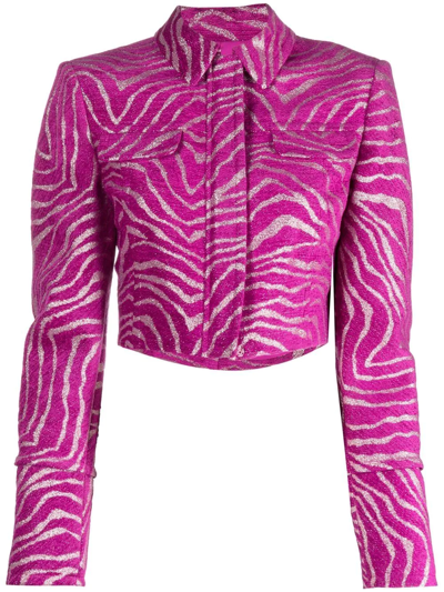 Genny Zebra-print Cropped Jacket In Pink